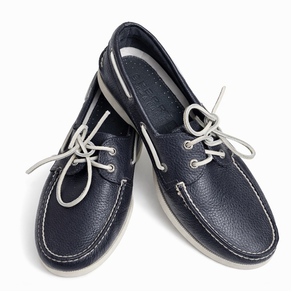 Sperry Other - Sperry Top-Sider Men's Navy Leather Boat Shoes Size 9.5W Classic Deck Shoes